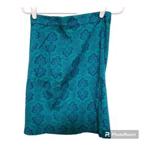 J.Crew Factory Blue Print Pencil Skirt Womens 0 Preppy